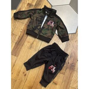 Air Jordan Jumpman Infant Track Suit Outfit Set Full Zip Camo Black NB EUC
